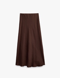 Normal Bel Kloş Midi Saten Etek