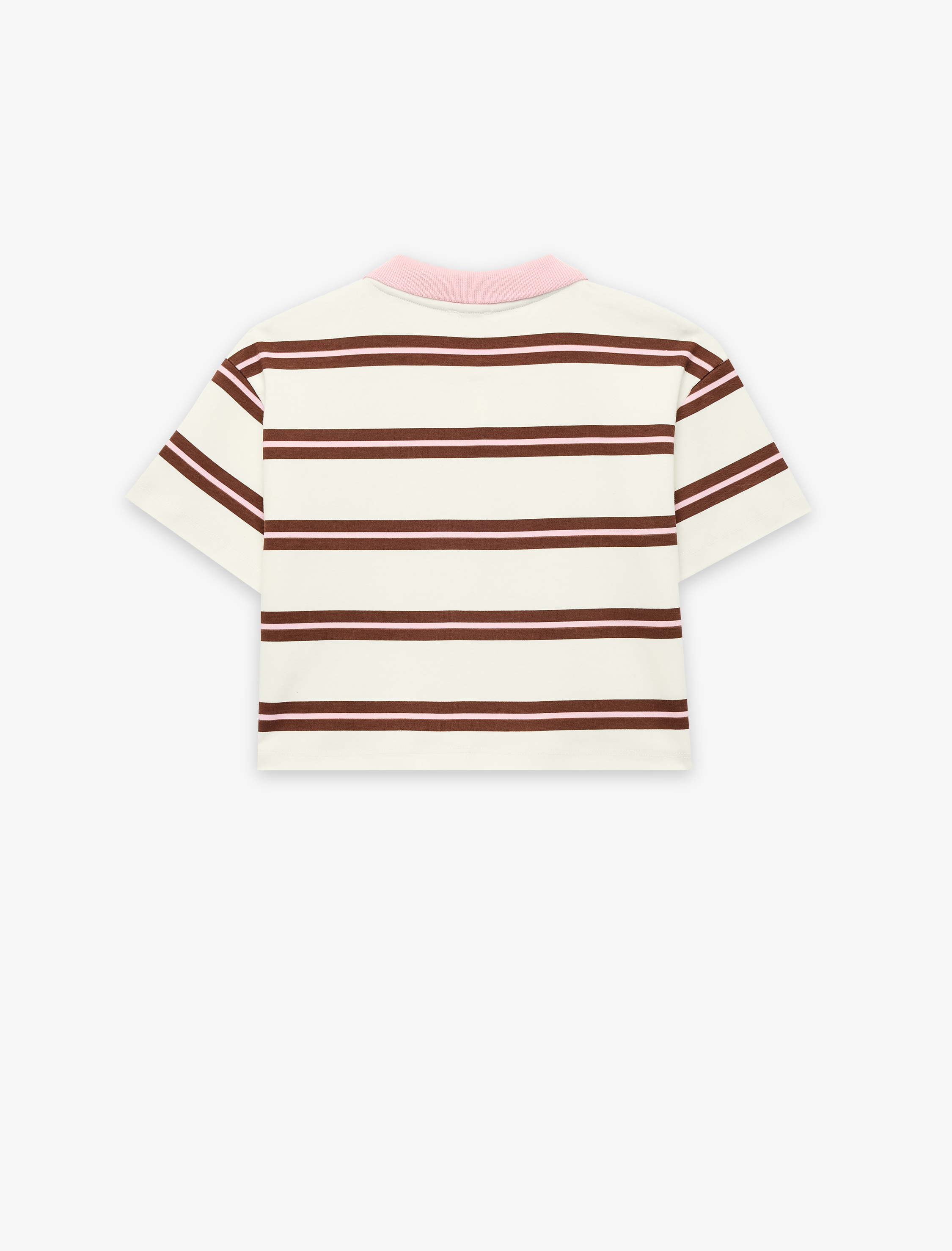  Kız Çocuk Pamuklu Kısa Kollu Çizgili Polo Yaka Tişört