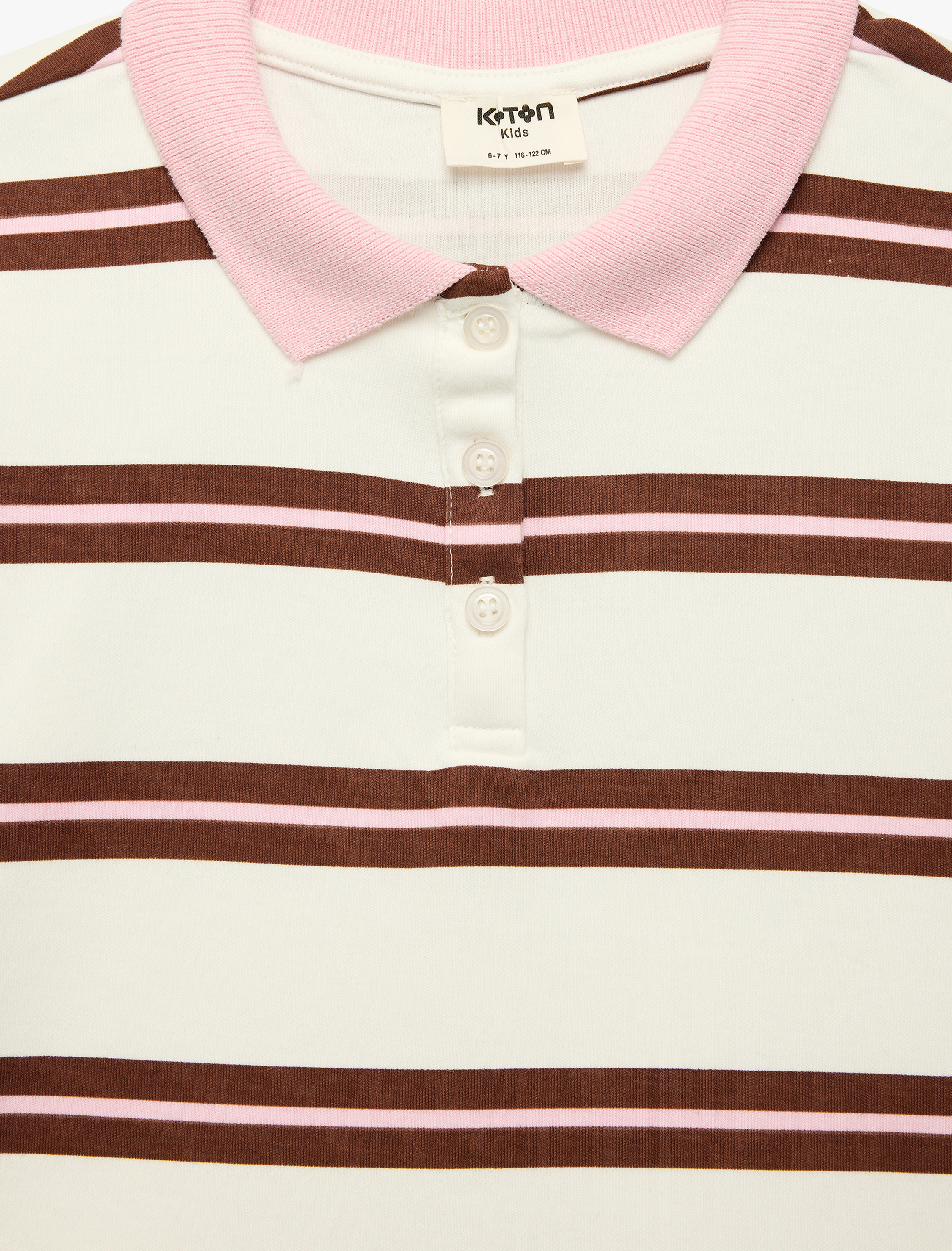  Kız Çocuk Pamuklu Kısa Kollu Çizgili Polo Yaka Tişört