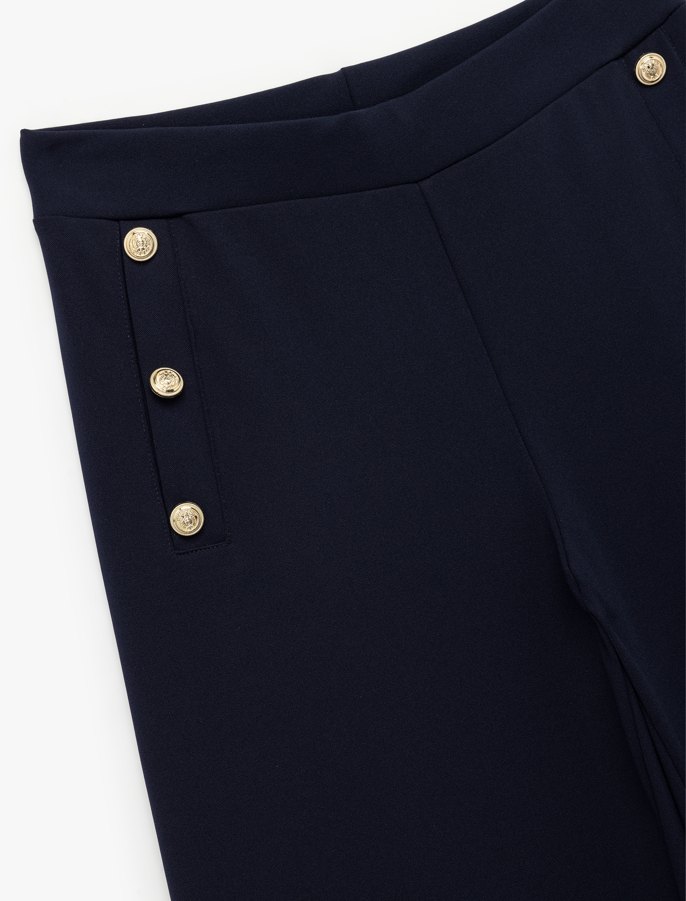   Düğme Detaylı Uzun Geniş Paça Kumaş Pantolon