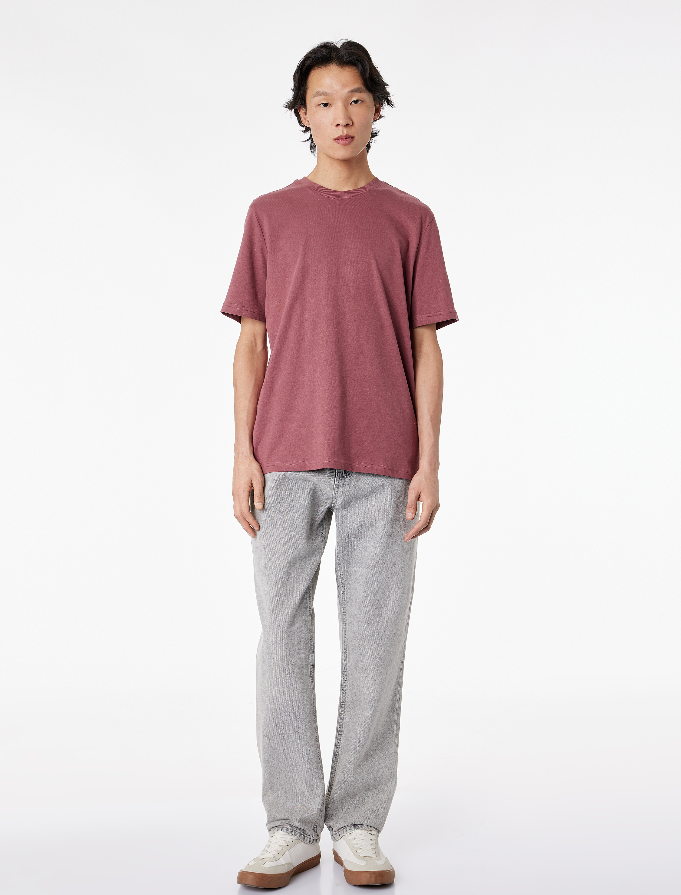   Regular Fit Bisiklet Yaka Pamuklu Basic Kısa Kollu Tişört