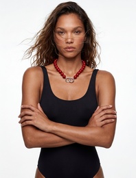 U Yaka Kalın Askılı Yüzücü Mayo