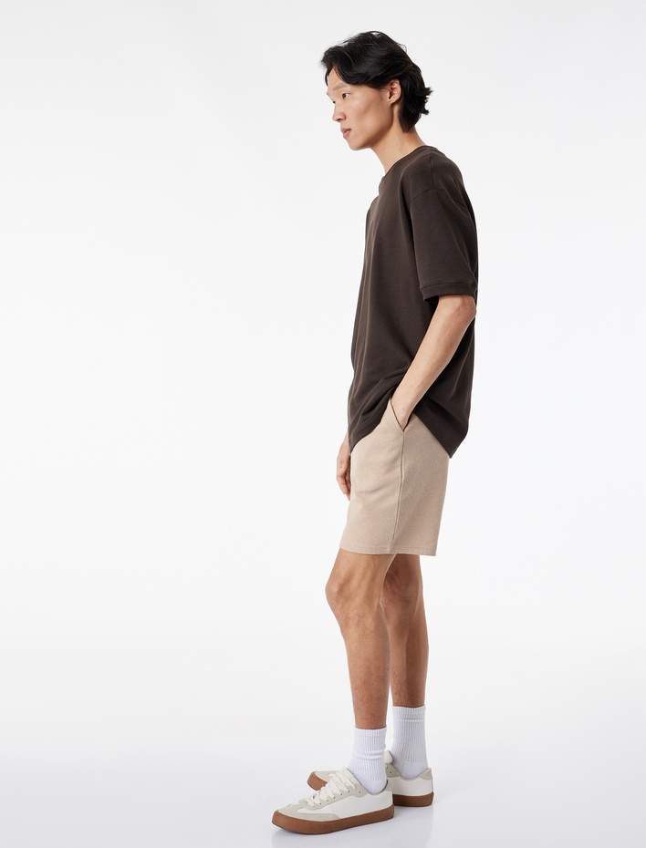  Regular Fit Cepli Bermuda Beli Bağcıklı Şort