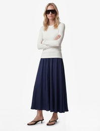 Beli Bağcıklı Kloş Uzun Saten Etek