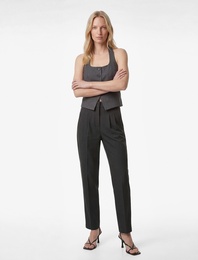 Yüksek Bel Viskon Karışımlı Slim Fit Cigarette Pantolon