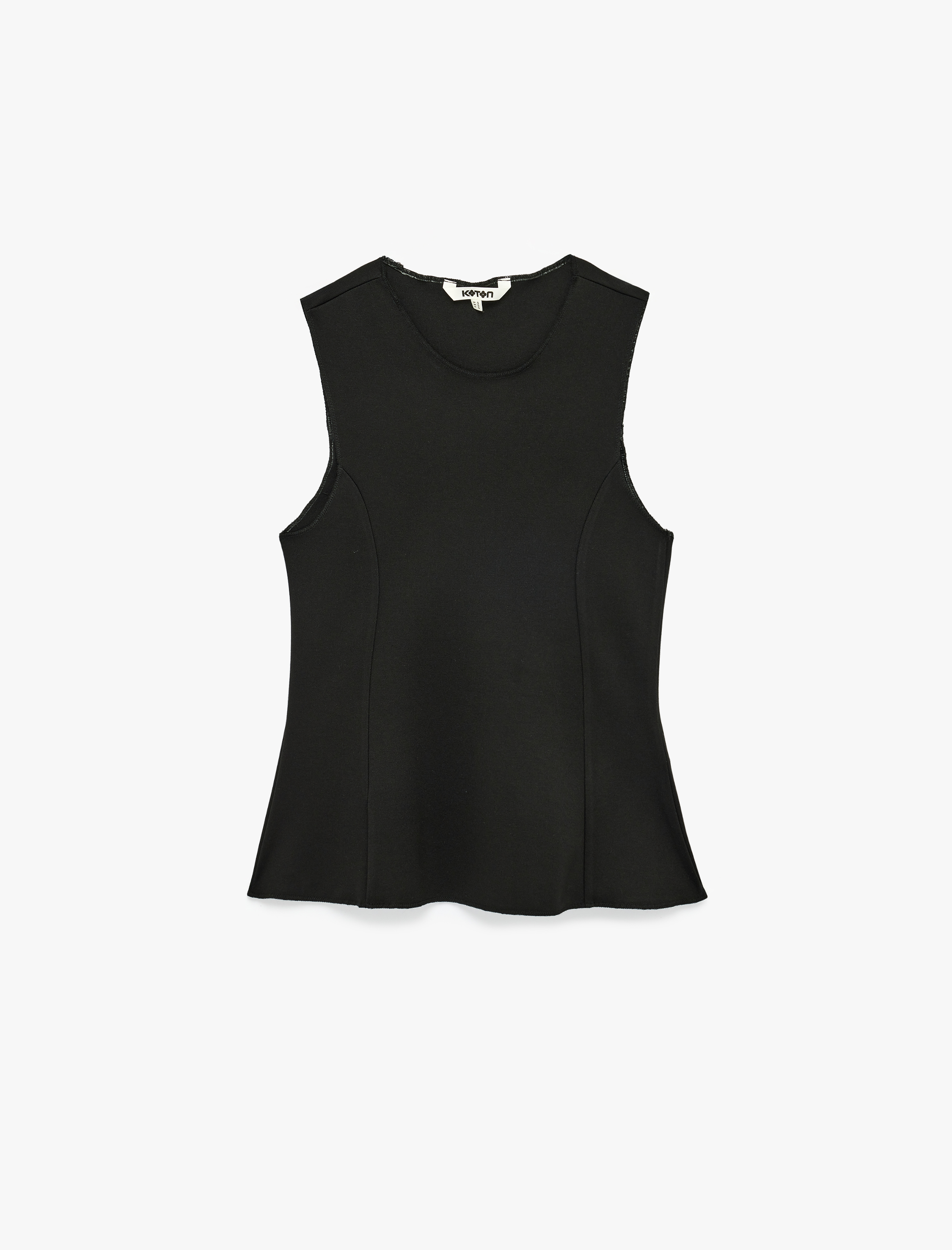   Slim Fit Bisiklet Yaka Kolsuz Bluz