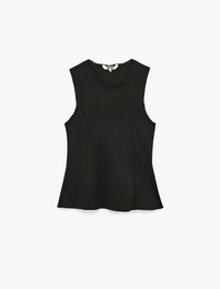 Slim Fit Bisiklet Yaka Kolsuz Bluz