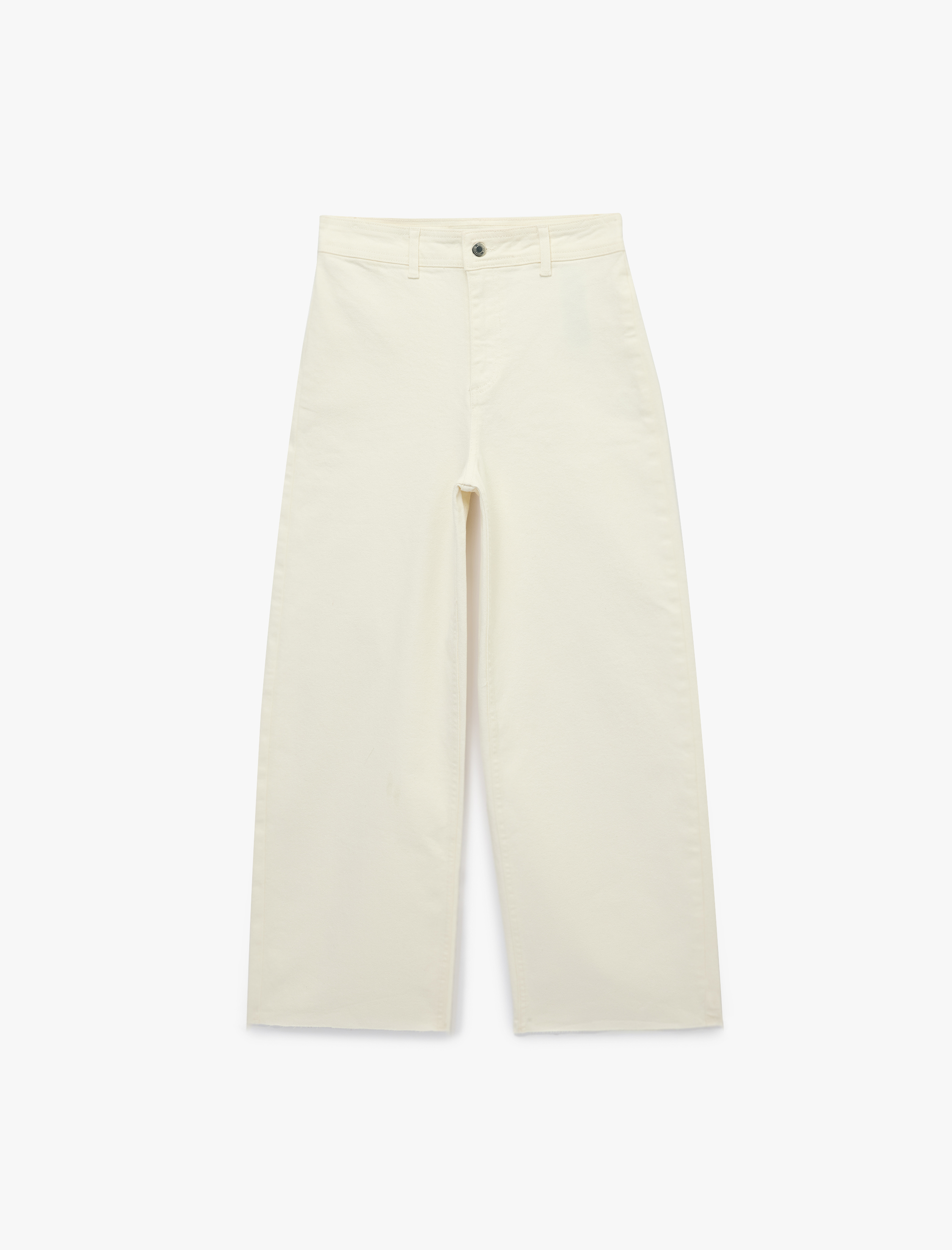   Normal Bel Rahat Kalıp Kesik Paça Jean Pantolon - Culoette Jean