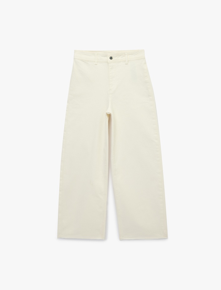  Normal Bel Rahat Kalıp Kesik Paça Jean Pantolon - Culoette Jean