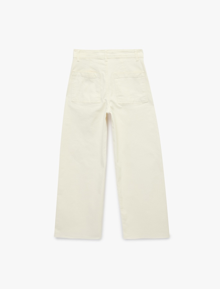  Normal Bel Rahat Kalıp Kesik Paça Jean Pantolon - Culoette Jean
