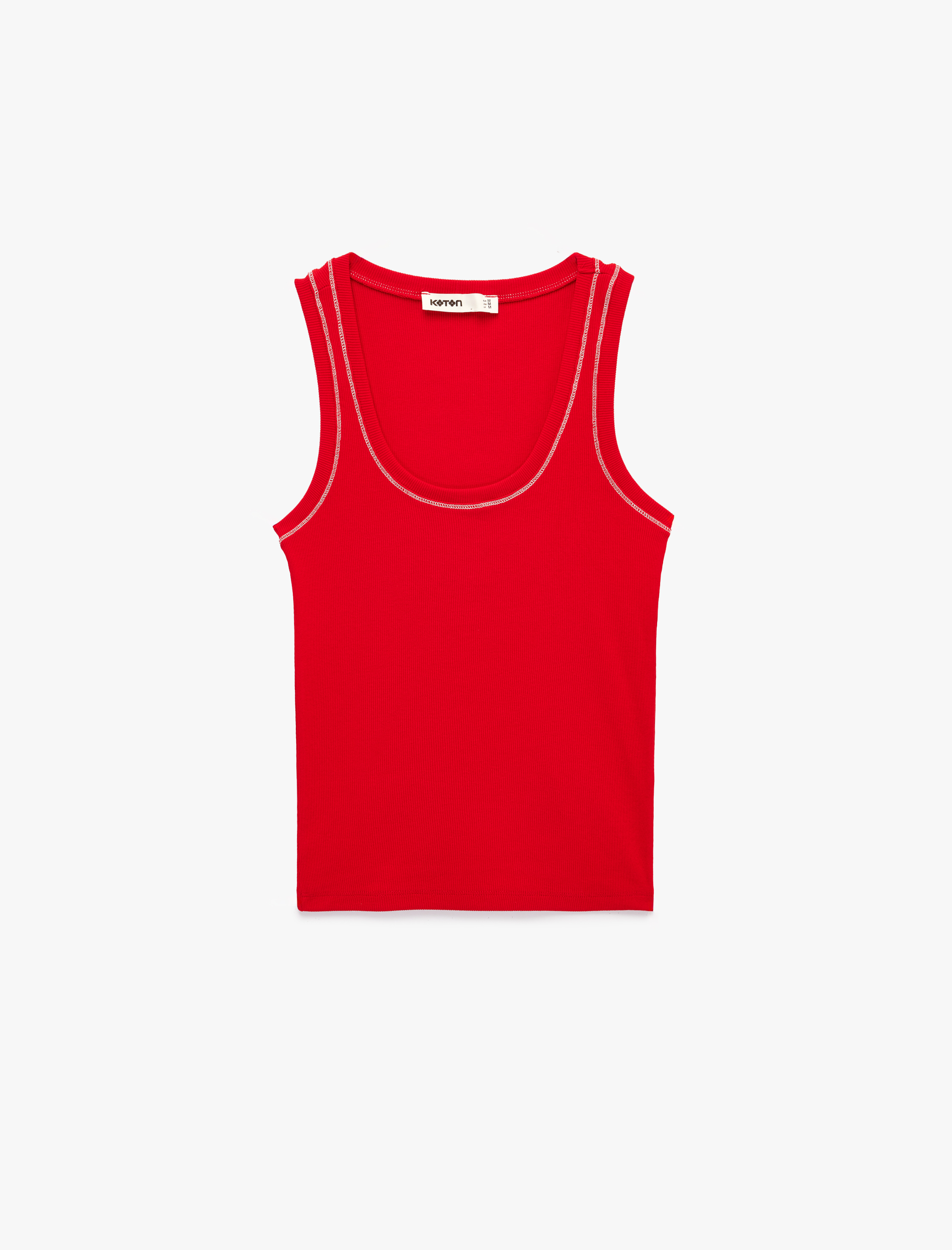   Pamuklu Slim Fit Dikiş Detaylı U Yaka Halter Yaka Fitilli Atlet