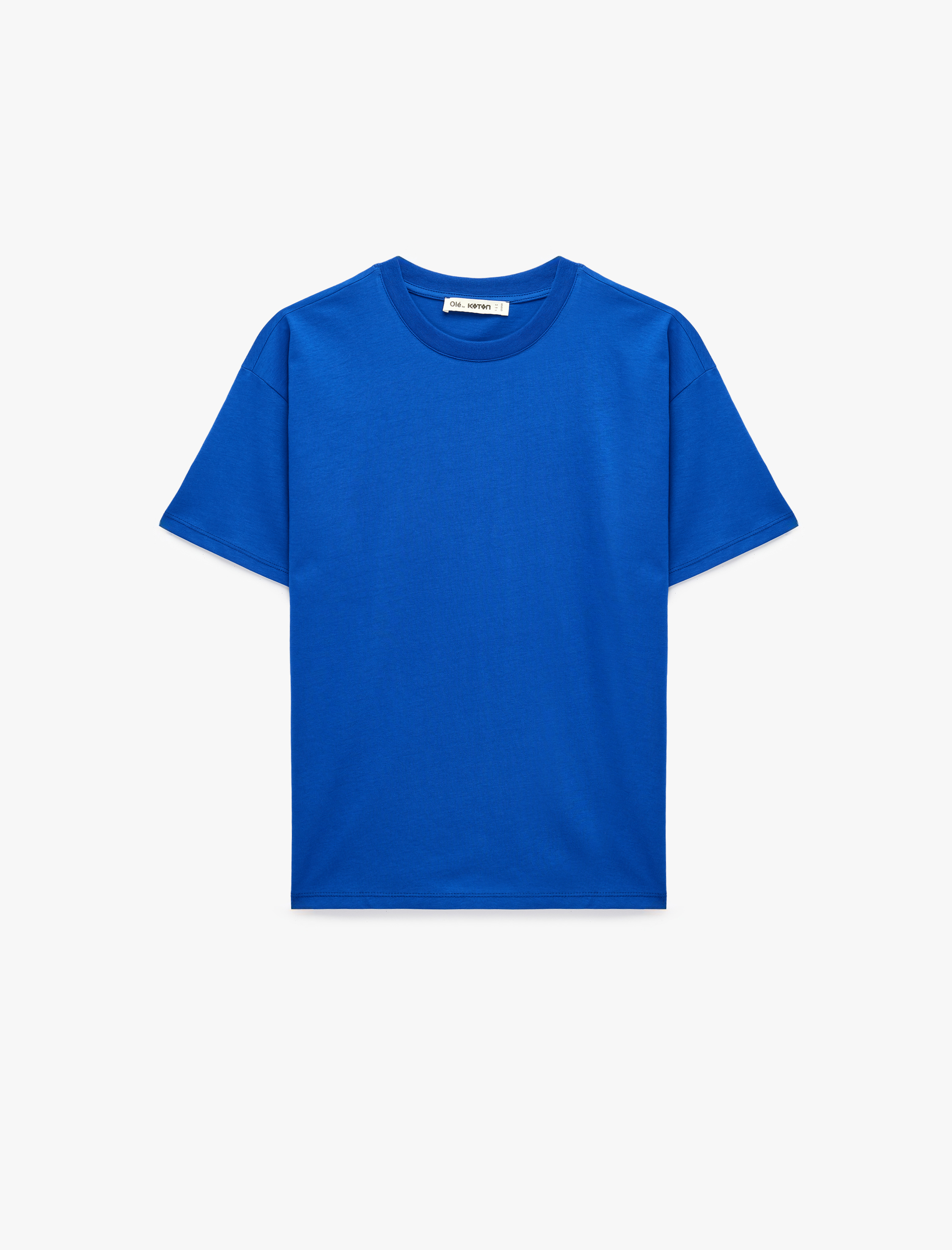   Rahat Kalıp Kısa Kollu Bisiklet Yaka Pamuklu Basic Tişört