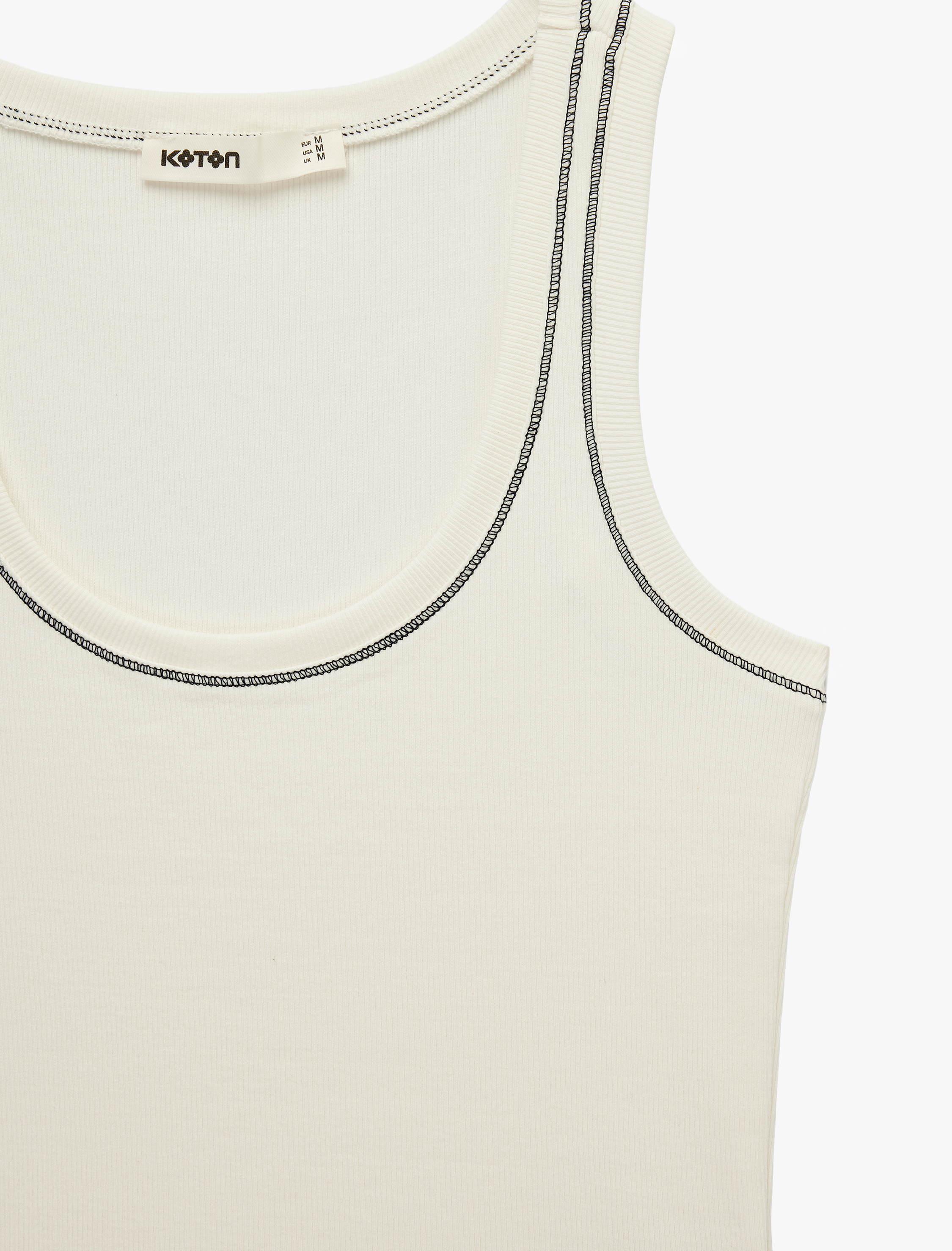   Pamuklu Slim Fit Dikiş Detaylı U Yaka Halter Yaka Fitilli Atlet