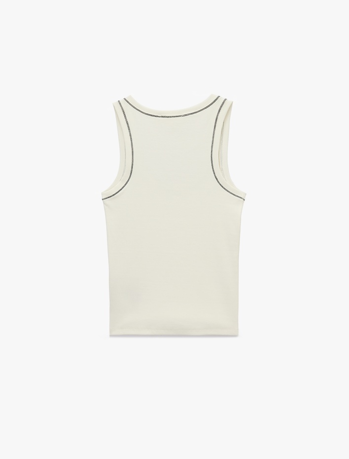  Pamuklu Slim Fit Dikiş Detaylı U Yaka Halter Yaka Fitilli Atlet