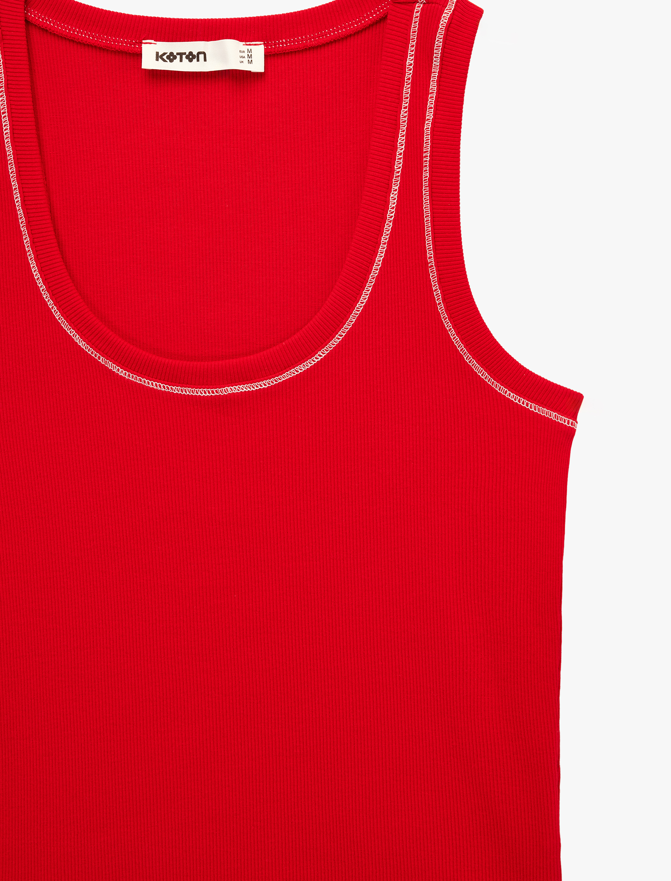   Pamuklu Slim Fit Dikiş Detaylı U Yaka Halter Yaka Fitilli Atlet