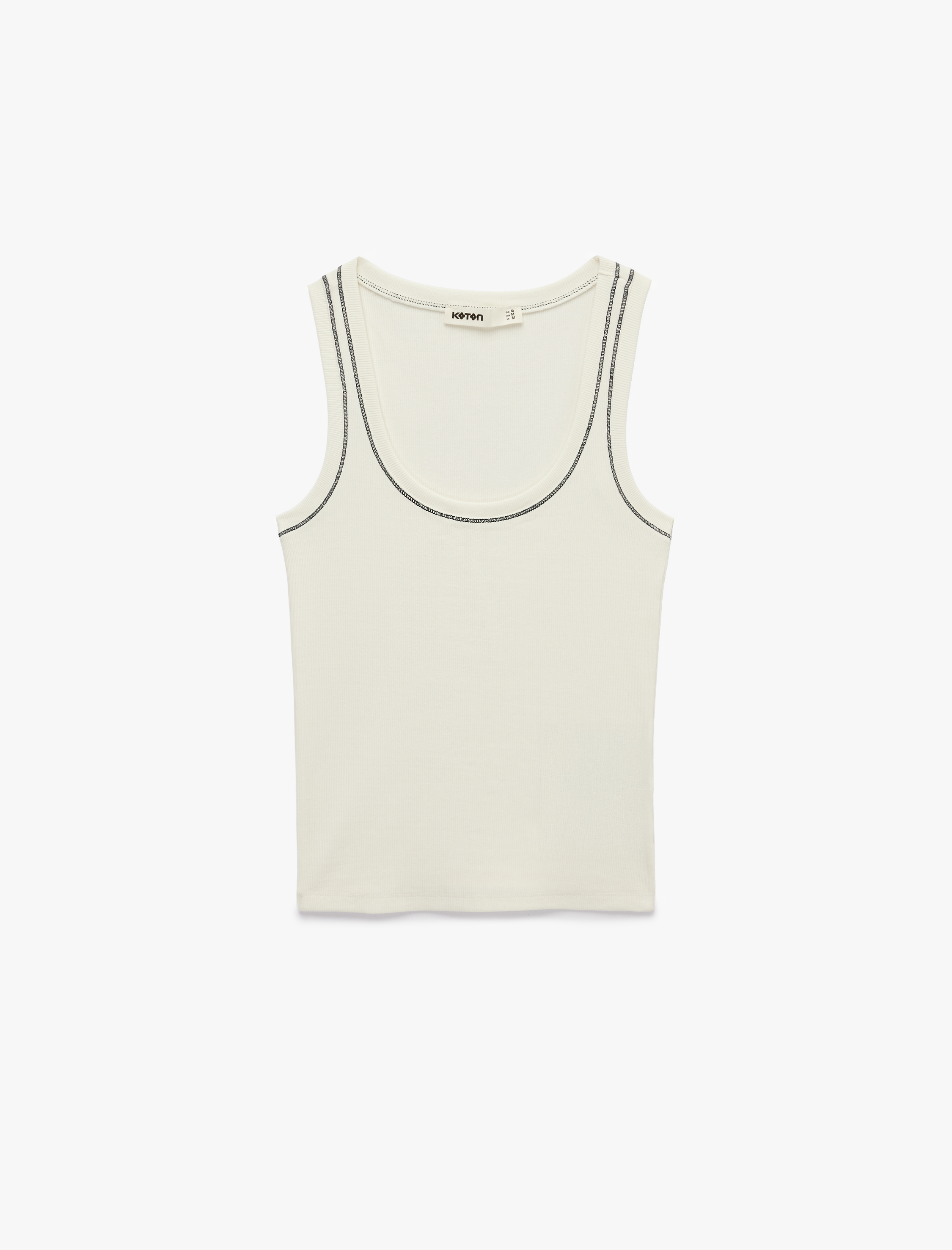   Pamuklu Slim Fit Dikiş Detaylı U Yaka Halter Yaka Fitilli Atlet