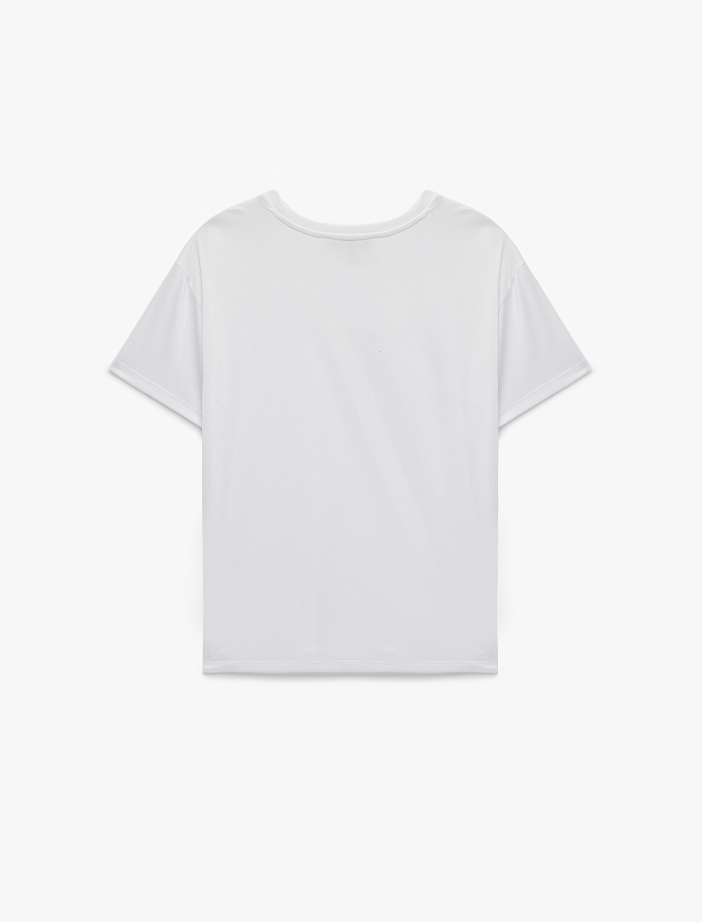   Kısa Kollu Bisiklet Yaka Baskılı Spor Tişört