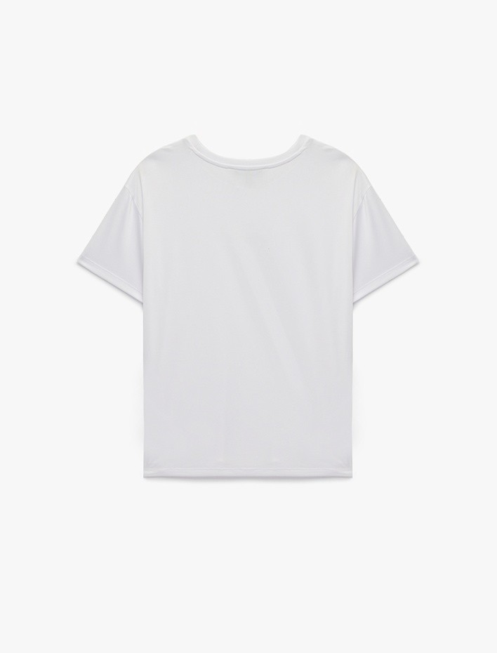  Kısa Kollu Bisiklet Yaka Baskılı Spor Tişört