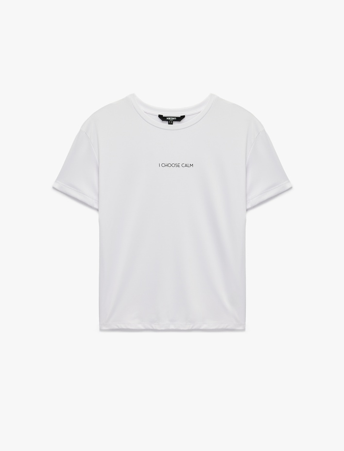  Kısa Kollu Bisiklet Yaka Baskılı Spor Tişört