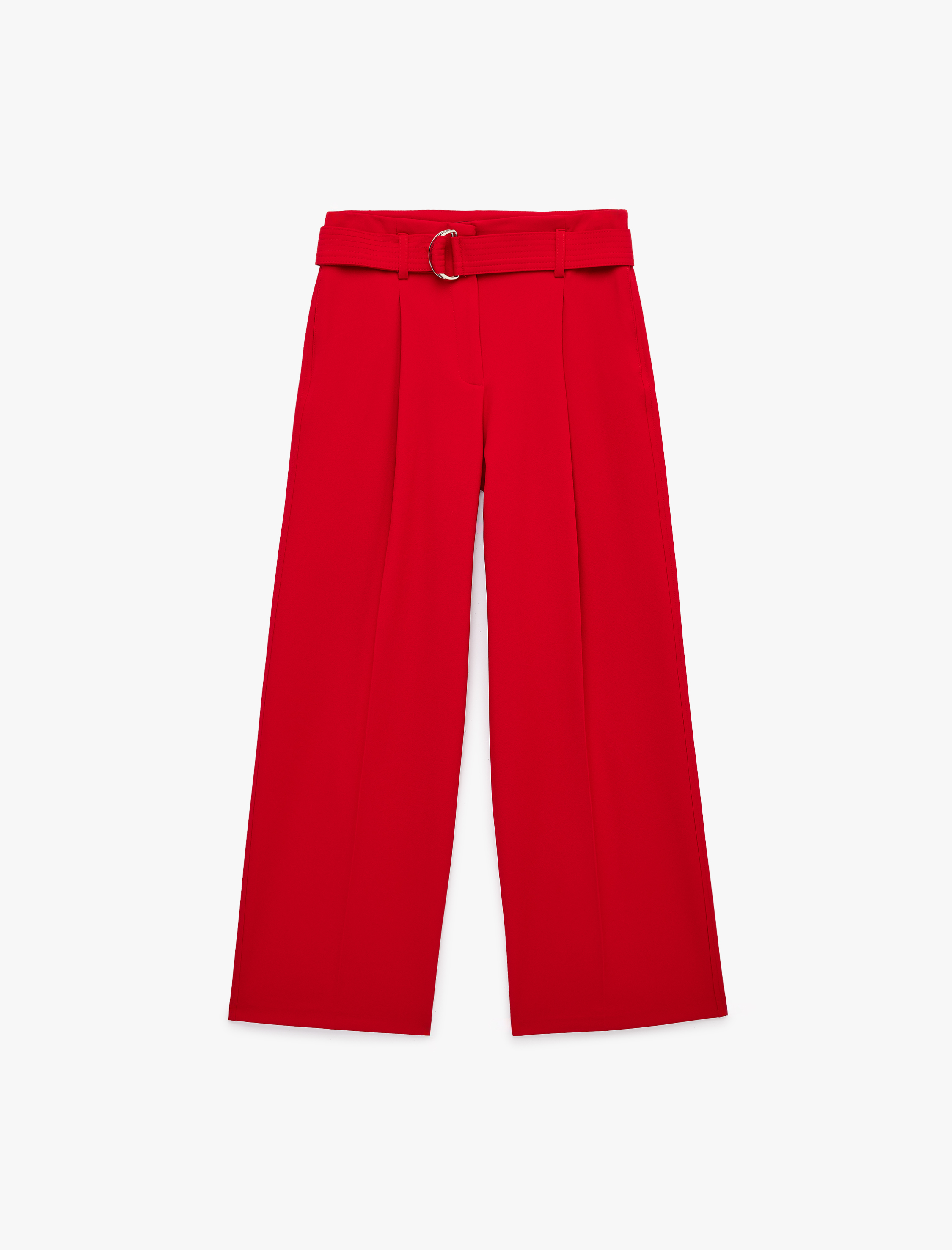   Standart Bel Kemerli Geniş Paça Pantolon