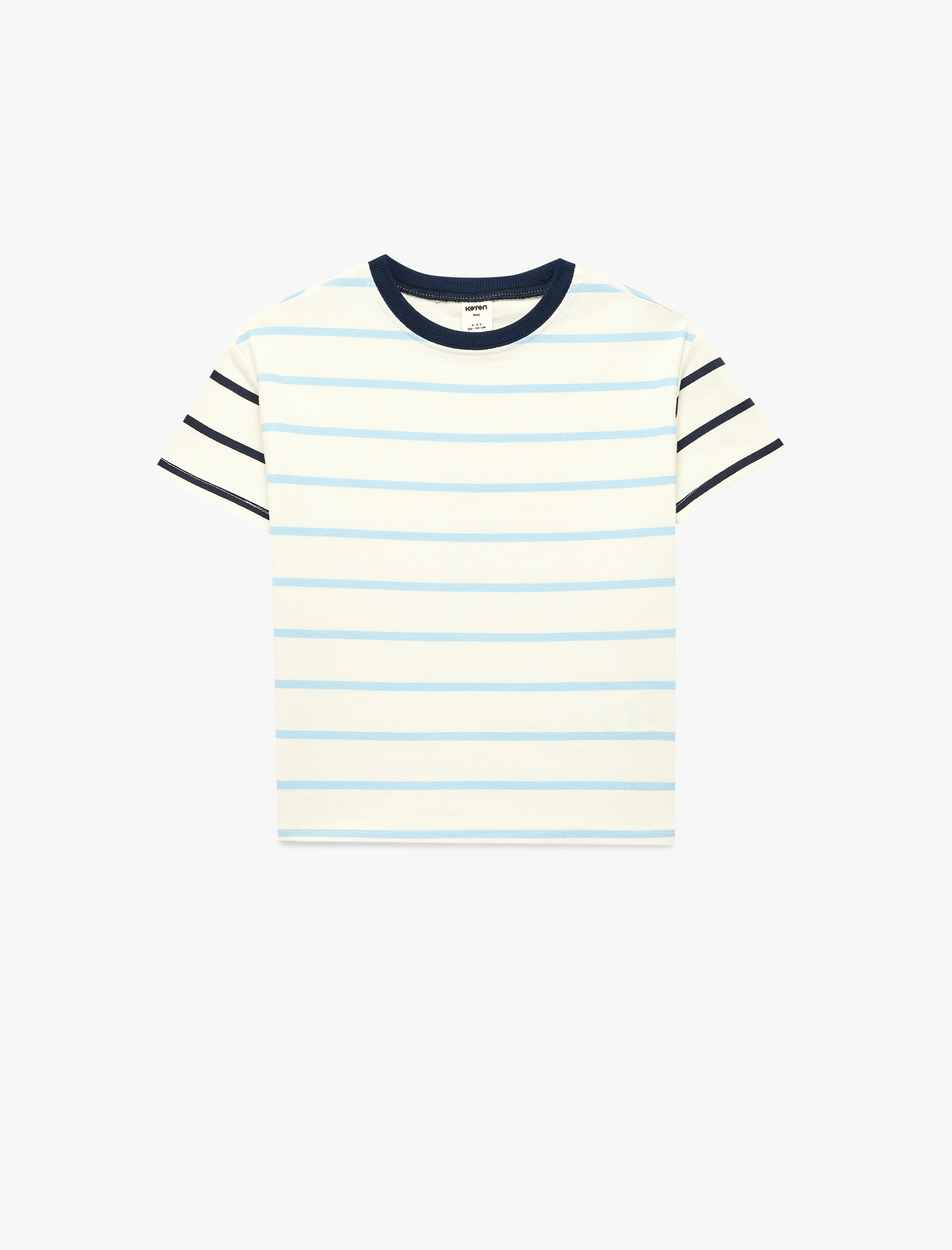  Erkek Bebek Pamuklu Kısa Kollu Bisiklet Yaka Çizgili Tişört