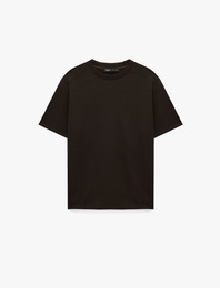 Uzun Kollu Oversize Bisiklet Yaka Kısa Kollu Basic Tişört