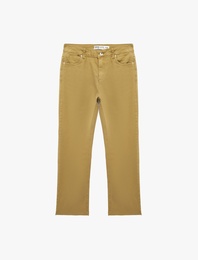 Pamuklu Cepli Düğmeli İspanyol Paça Crop Jean Pantolon -  Kick Flare Jeans