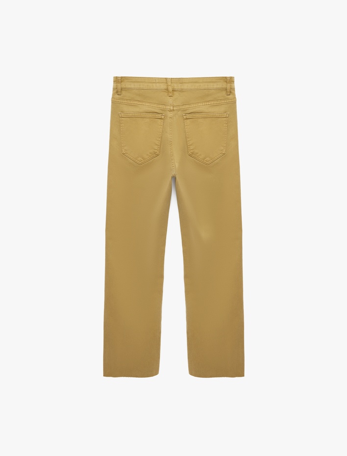  Pamuklu Cepli Düğmeli İspanyol Paça Crop Jean Pantolon -  Kick Flare Jeans