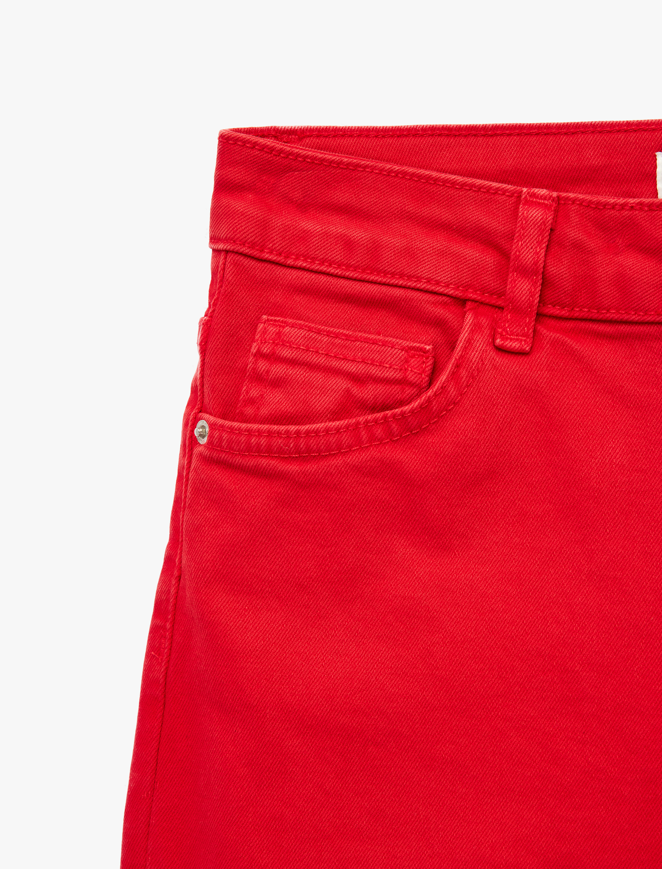   Normal Bel Dar Kalıp Pamuklu Düğmeli Kısa İspanyol Paça Pantolon -  Kick Flare Jeans