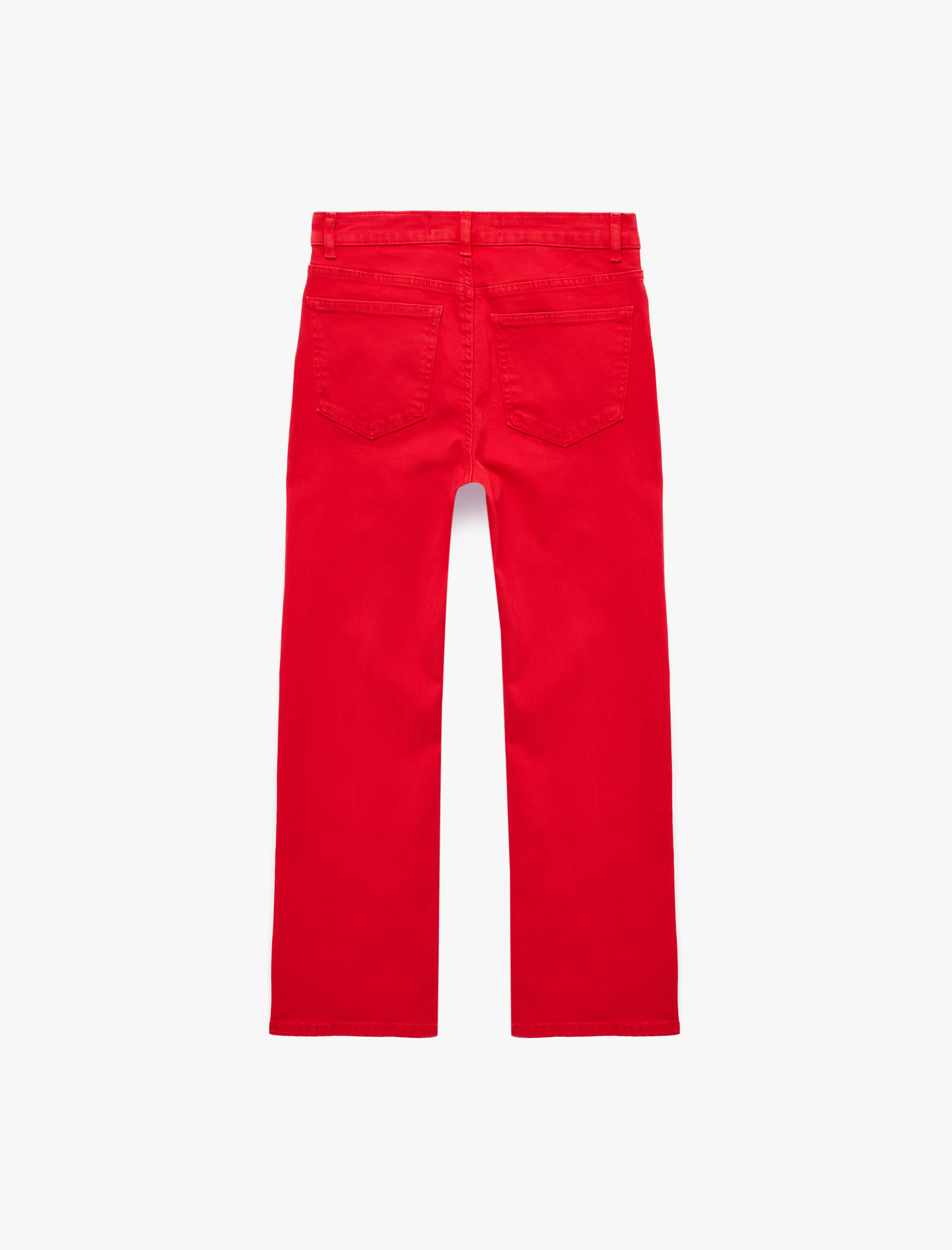   Normal Bel Dar Kalıp Pamuklu Düğmeli Kısa İspanyol Paça Pantolon -  Kick Flare Jeans