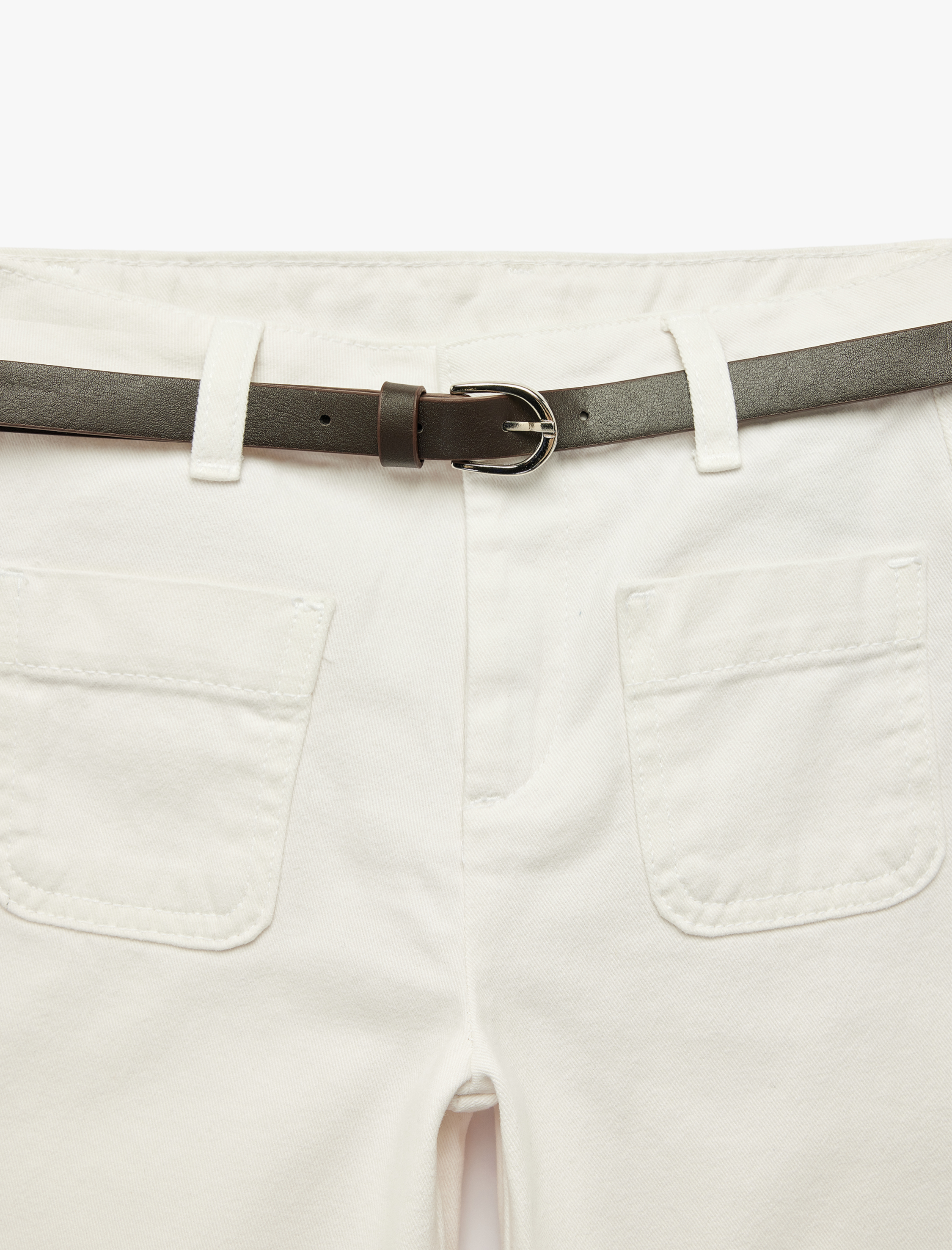  Kız Çocuk Pamuklu Cepli Bol Kesim Geniş Paça Denim Pantolon