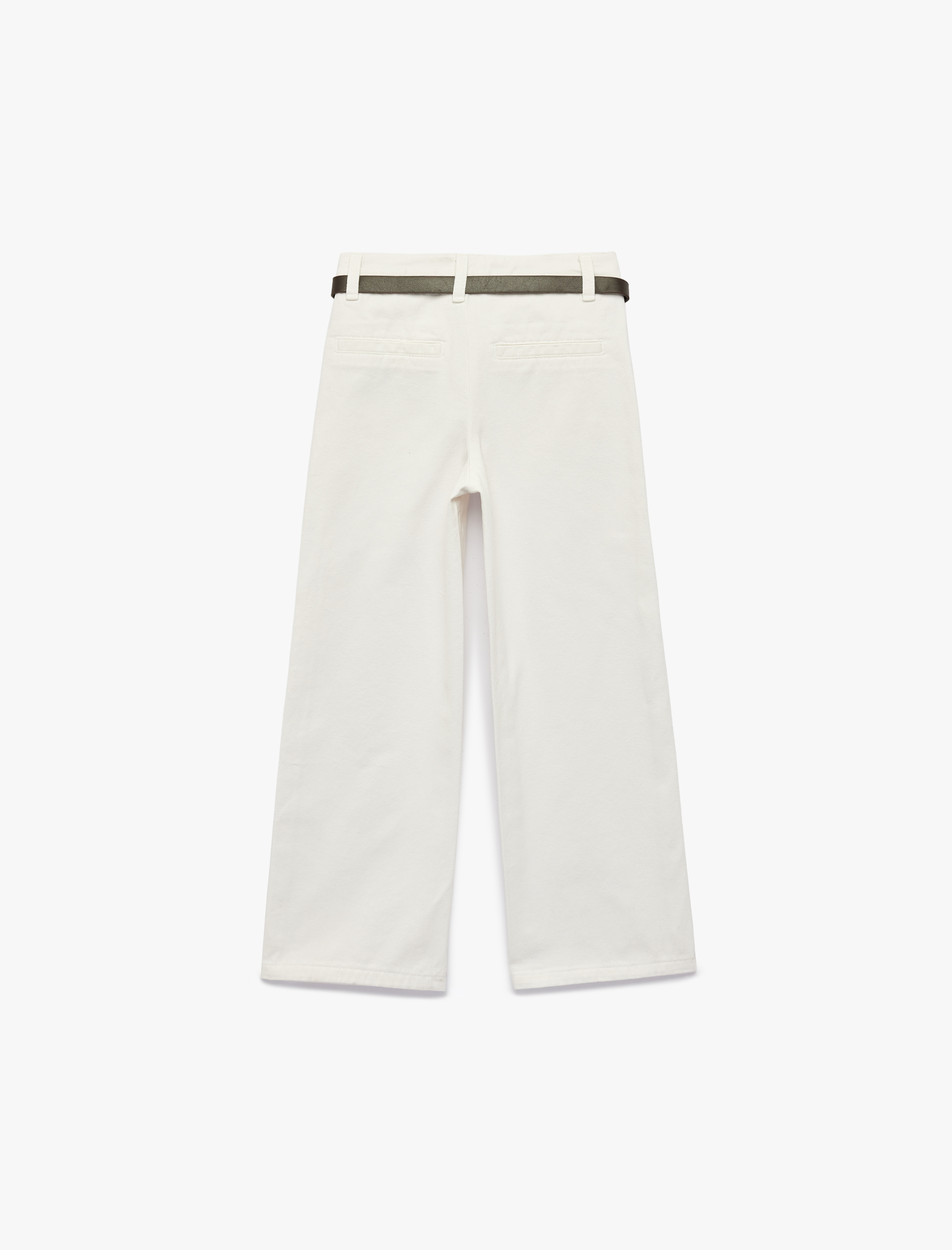  Kız Çocuk Pamuklu Cepli Bol Kesim Geniş Paça Denim Pantolon