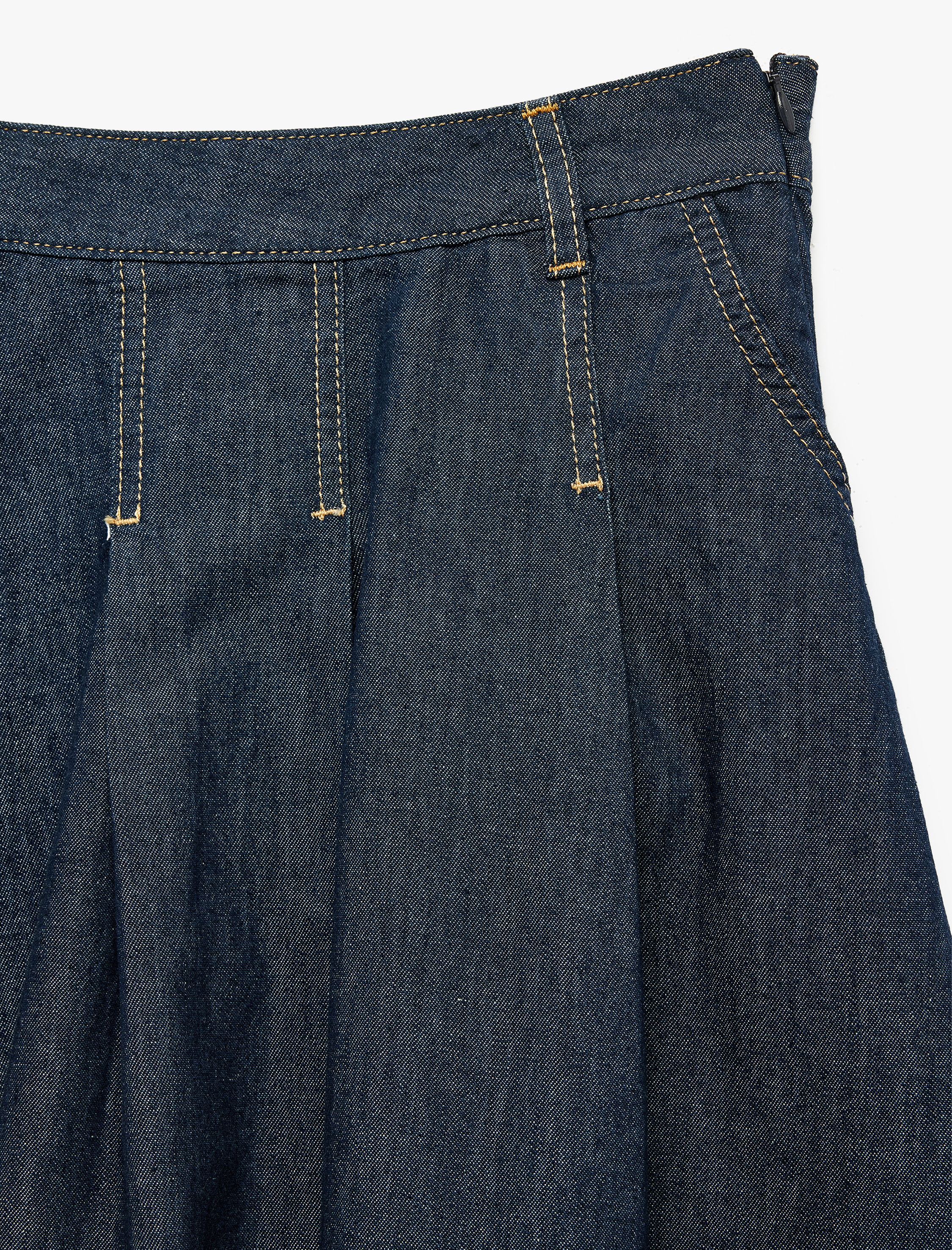  Kız Çocuk Pamuklu A Kesim Pileli Midi Denim Etek