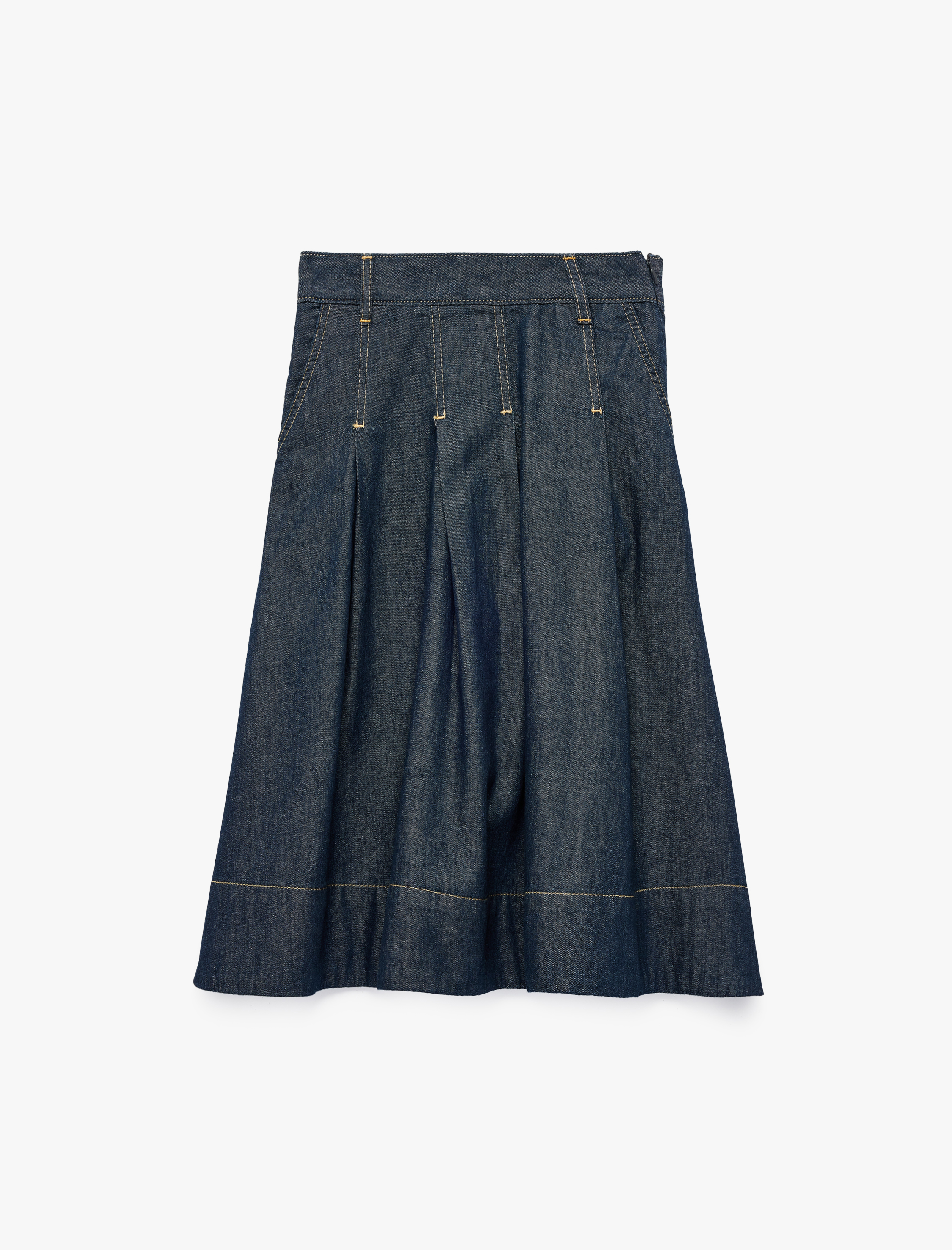  Kız Çocuk Pamuklu A Kesim Pileli Midi Denim Etek