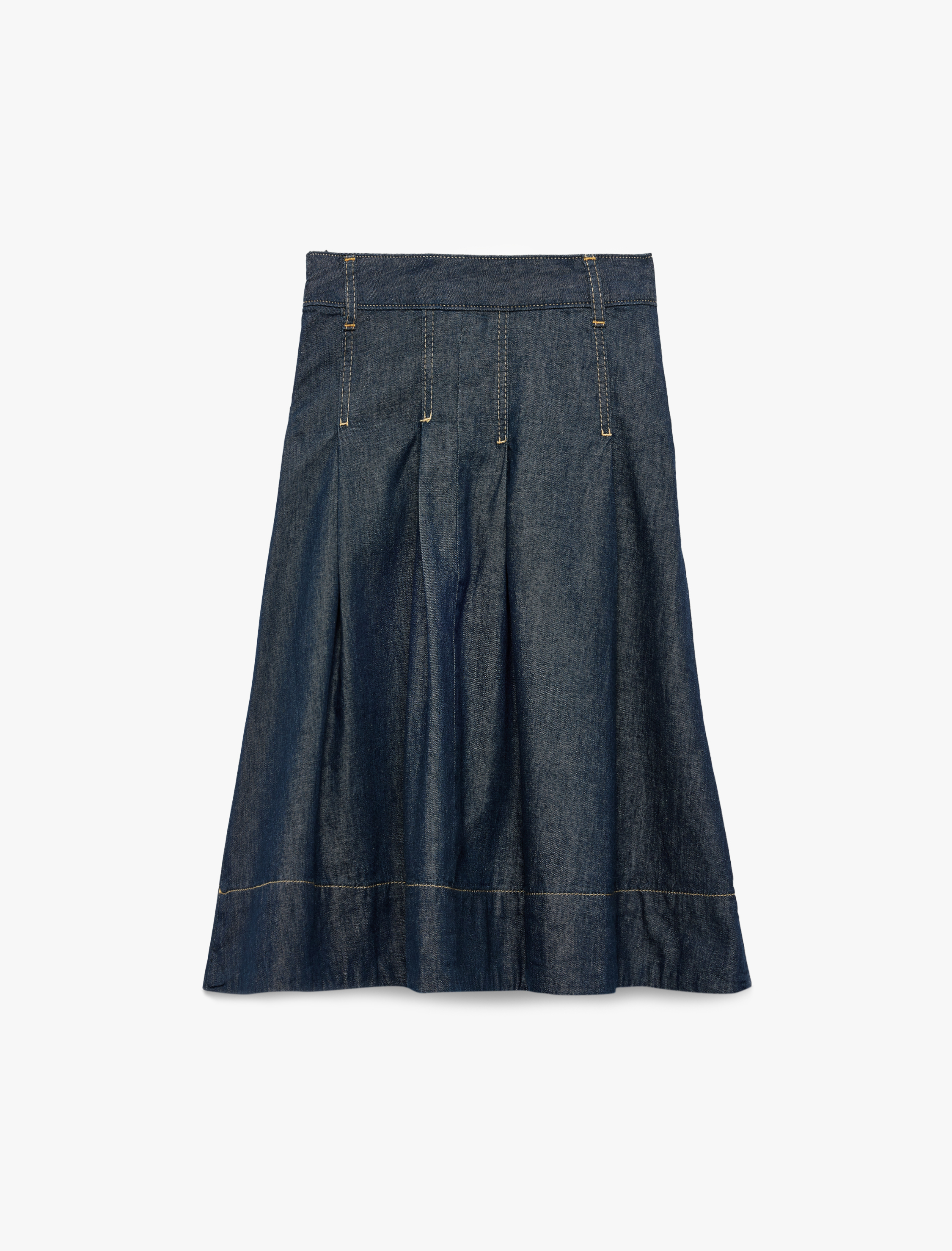  Kız Çocuk Pamuklu A Kesim Pileli Midi Denim Etek