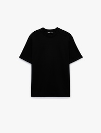 Uzun Kollu Oversize Bisiklet Yaka Kısa Kollu Basic Tişört