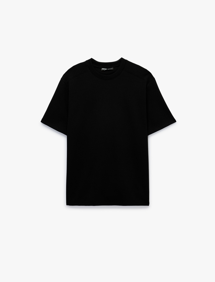  Uzun Kollu Oversize Bisiklet Yaka Kısa Kollu Basic Tişört