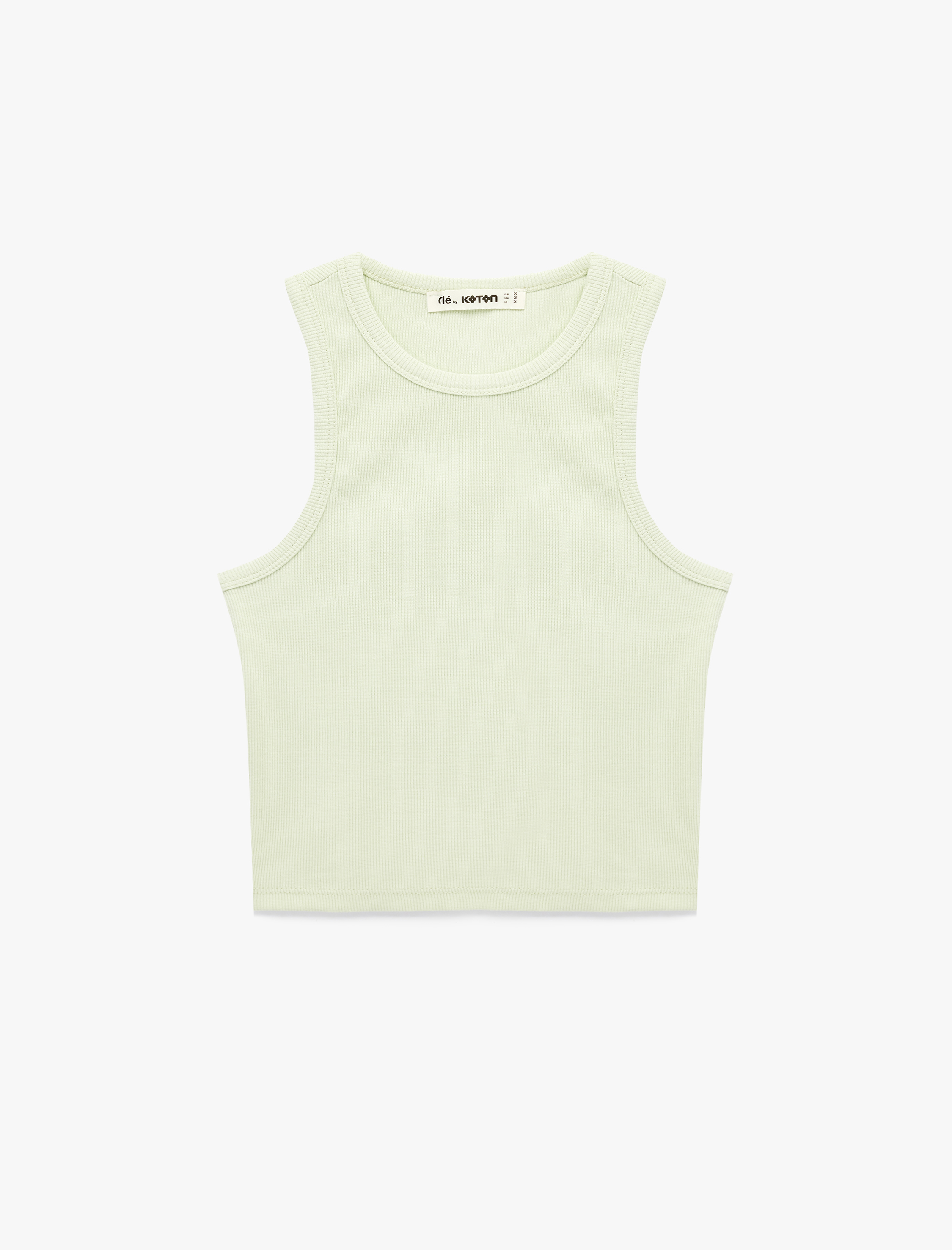   Slim Fit Bisiklet Yaka Fitilli Kolsuz Atlet