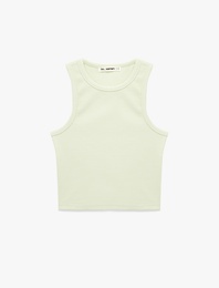 Slim Fit Bisiklet Yaka Fitilli Kolsuz Atlet