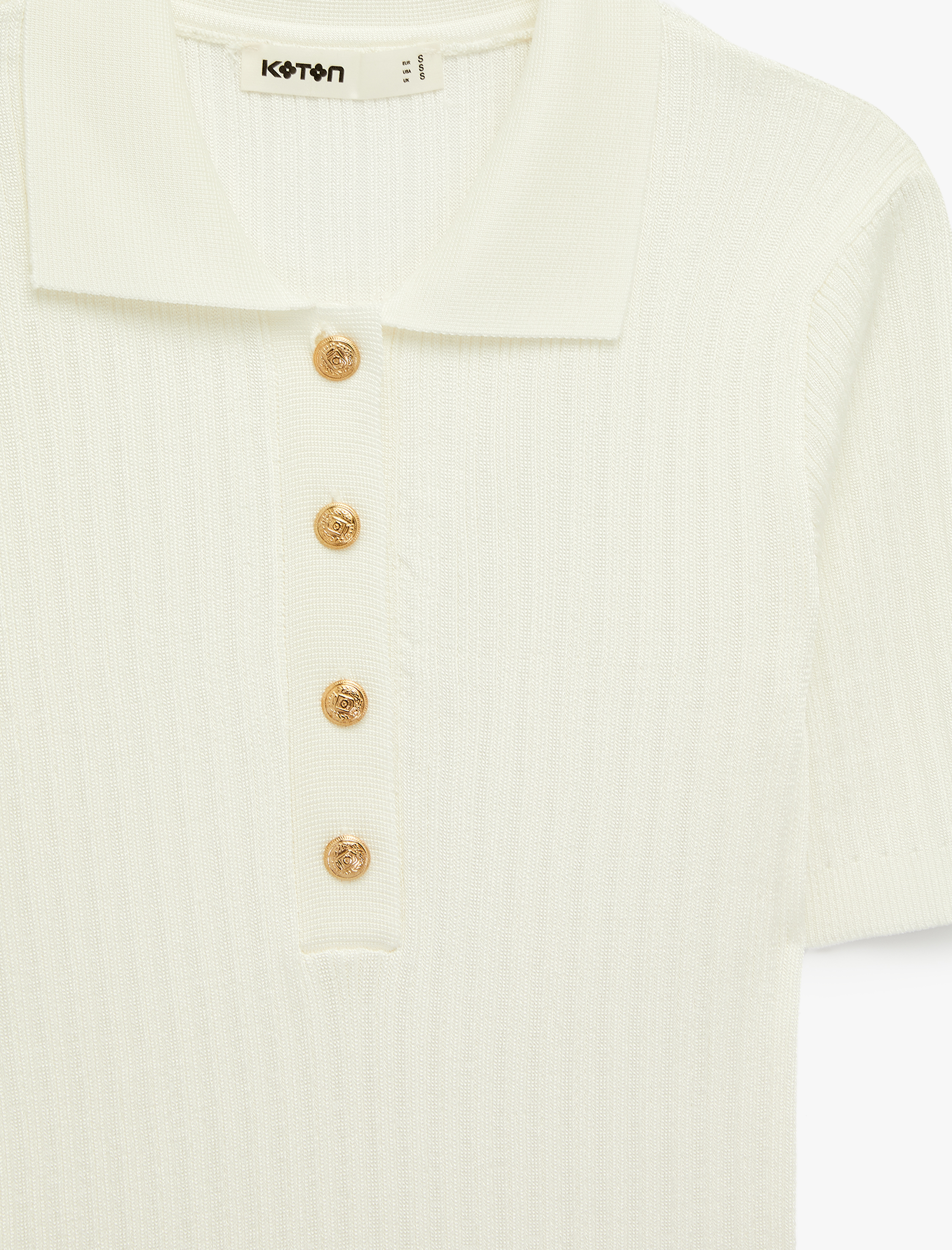   Düğmeli Kısa Kollu Polo Yaka Viskon Triko Kazak