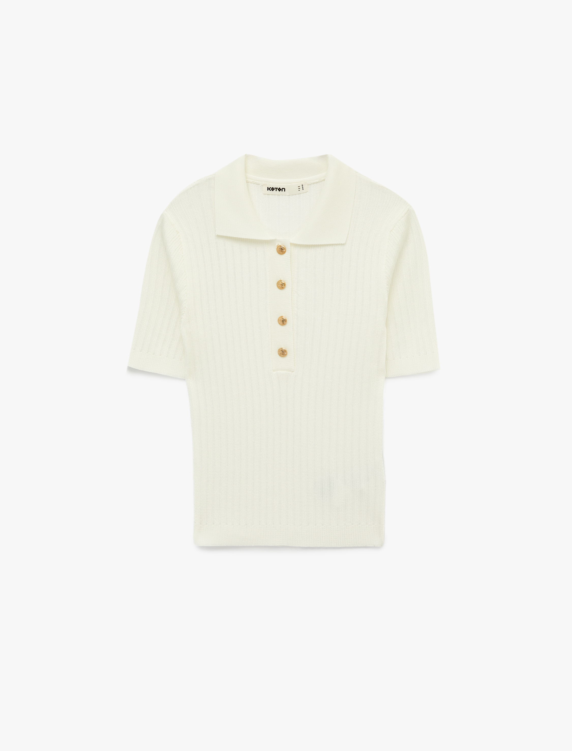   Düğmeli Kısa Kollu Polo Yaka Viskon Triko Kazak