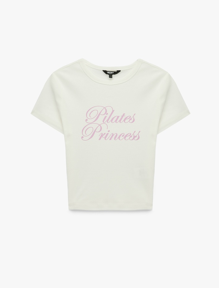  Slim Fit Kısa Kollu Bisiklet Yaka Pamuklu Baskılı Spor Tişört