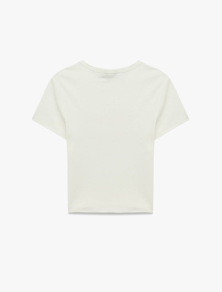  Slim Fit Kısa Kollu Bisiklet Yaka Pamuklu Baskılı Spor Tişört