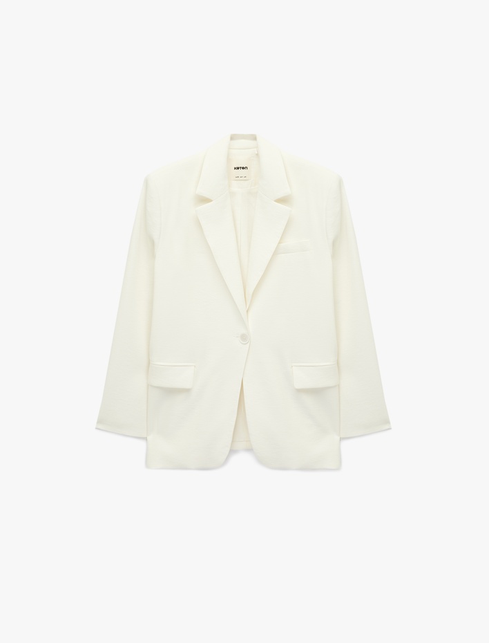  Uzun Kollu Cepli Oversize Blazer Ceket