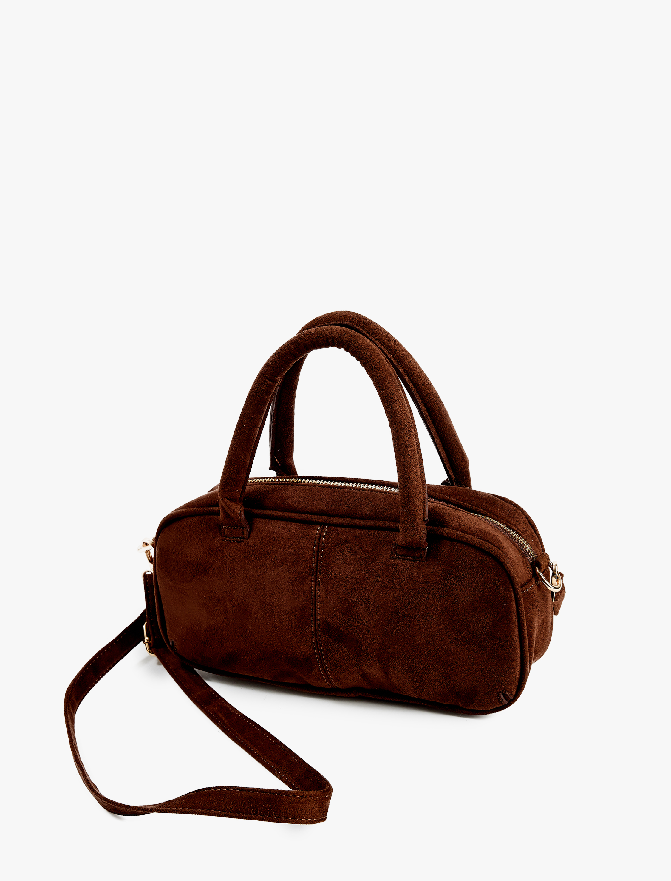  Kadın Askılı Saplı Fermuarlı Suni Süet Çanta