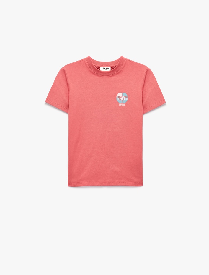 Erkek Çocuk Pamuklu Bisiklet Yaka Kısa Kollu Baskılı Tişört