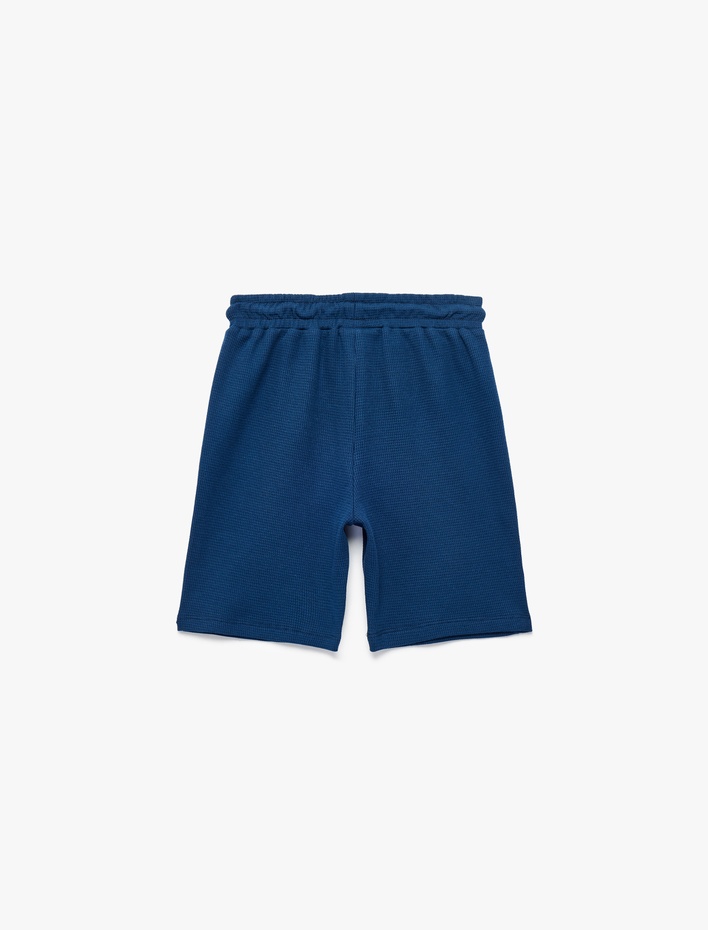 Erkek Çocuk Pamuklu Beli Bağlamalı Dokulu Basic Şort