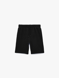 Pamuklu Beli Bağlamalı Dokulu Basic Şort