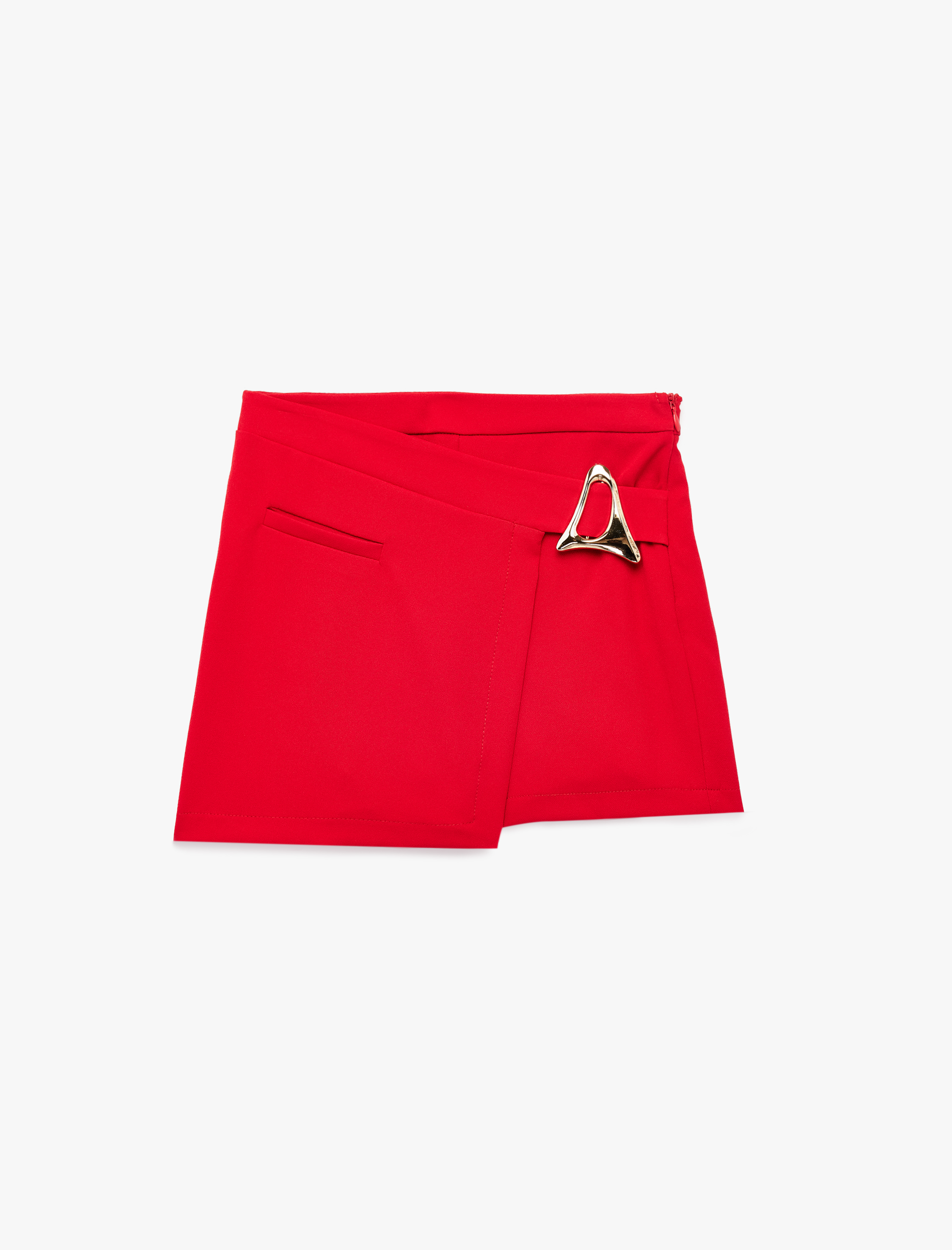  Kız Çocuk Beli Ayarlanabilir Lastikli Toka Detaylı Şort Etek