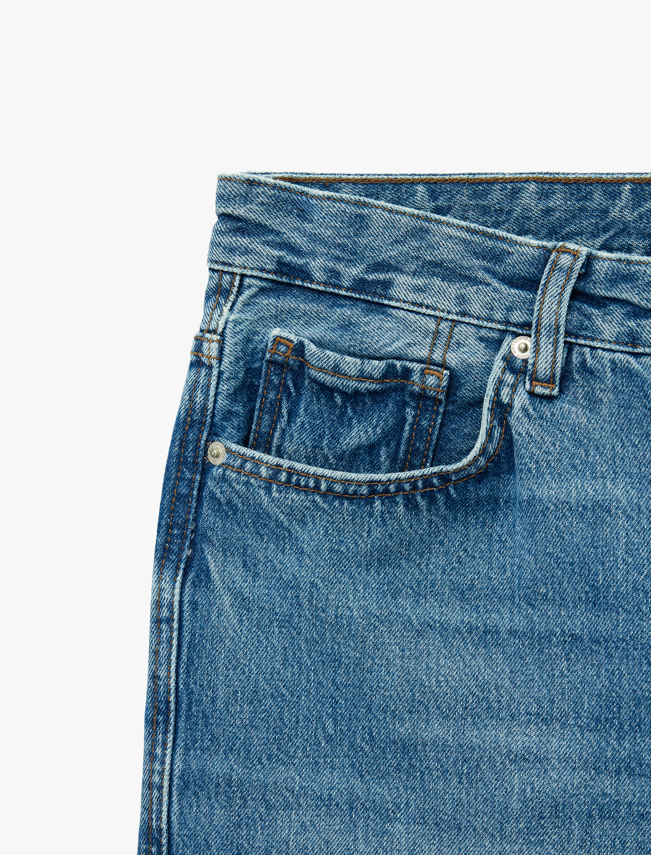   Pamuklu Cepli Straight Fit Bermuda Jean Şort